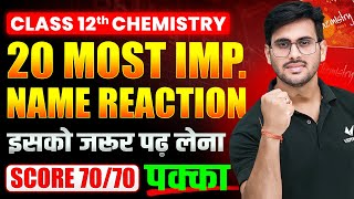 Class 12 Chemistry Most Imp Name Reaction  12th Organic Chemistry Important Reactions UP Board [upl. by Kimber]