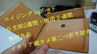 エイジングレポート 無印良品イタリア産ヌメ革二つ折り財布 [upl. by Eelam]