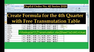 Modify  Create Formula for the 4th Quarter with Transmutation Table  DepEd Order No 42 S 2020 [upl. by Adnylam]