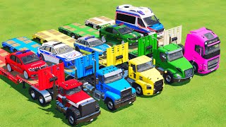 TRANSPORTING PIXAR CARS amp FRUITS WITH COLORED amp JOHN DEERE vs CLAAS vs TRACTORS  BeamNGdrive 983 [upl. by Gabriello]