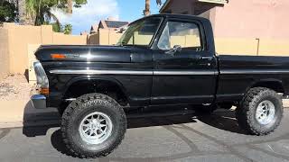 F100 Ford Autofab 5” lift 15x10 3030 Autosports wheels 33 1450 15 swamper SSR [upl. by Huoh]