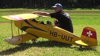 GIANT RC AIRPLANE BÜCKER BÜ 131 JUNGMANN AEROBATIC WITH SMOKE [upl. by Teyut888]