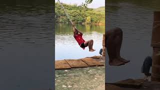 🍋3537🧚‍♀️This is a fun game 🧚🧚‍♀️🧚‍♂️Rope swing watersports challenge wateswing rshorts [upl. by Ahsienal]