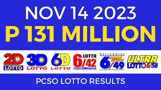 Lotto Result November 14 2023 9pm PCSO [upl. by Atirac841]