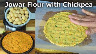 JOWAR FLOUR with CHICKPEA roti recipe  Jowar Paratharoti recipe  Sorghum millet recipe [upl. by Esiahc849]