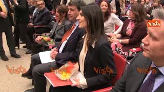 Raggi riceve le mimose al convegno sullimprenditoria femminile [upl. by Ocin]