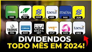 CARTEIRA DE AÇÕES PARA RECEBER DIVIDENDOS TODOS OS MESES EM 2024 [upl. by Corly]