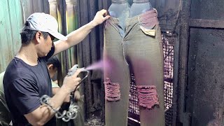 Mysterious Jeans Manufacturing Process by Vietnamese Denim Pants Mass Production Factory [upl. by Ylatfen]