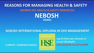 NEBOSH IDIP REASONS FOR MANAGING HEALTH amp SAFETY ID1 IA1 [upl. by Mackoff]