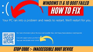 Windows 10 amp 11 Boot Failed  Your PC Ran Into a Problem and Needs To Restart Well Restart For You [upl. by Grimona53]