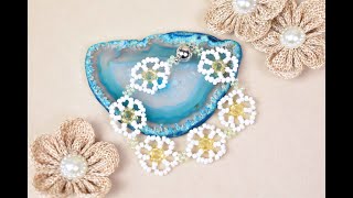 Beebeecraft DIY White Floral Beaded Bracelet [upl. by Pattison]