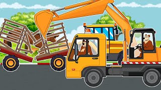 Tractor Trailer Damaged Horse Cage  Trucks Fire Trucks Cranes  Vehicles Farm Animated [upl. by Aicargatla]