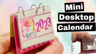 DIY How To Make Miniature DESK CALENDAR 2023 for Dolls Quick Easy Craft for BarbieFREE PRINTABLE [upl. by Chrotoem]