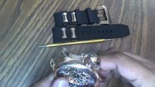 Installation of RND33BRG Watch Band into Invicta Russian Diver Watch [upl. by Nnaillij]