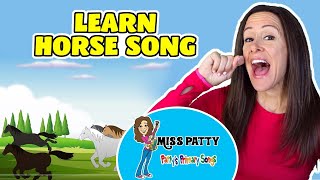 Learn Horse Song for Kids Children Toddlers 5 Horses Nursery Rhyme Songs Patty Shukla [upl. by Akenaj]