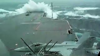 KITTY HAWK USN aircraft carrier in rough sea [upl. by Thagard966]