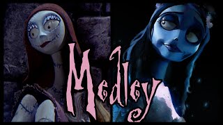 ♪ Sallys Song and Corpse Bride Medley ORIGINAL LYRICS by Trickywi [upl. by Ardnosal]