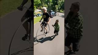 First Time PennyFarthing Ride Funny and Scary shorts bicycle [upl. by Eselehs905]