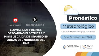 1 de febrero de 2024 Pronóstico del tiempo 0800 h [upl. by Nemsaj]