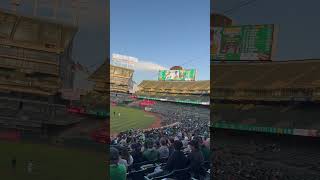 Athletics throw a curveball for their final national anthem in Oakland shorts [upl. by Ahsela]