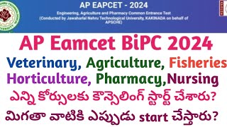 AP Eamcet Bipc stream all courses counselling dates 2024  AP Eamcet bipc counselling dates 2024 [upl. by Elenaj]