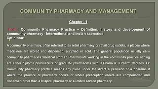 Community Pharmacy amp Management Chapter 1 DPharma [upl. by Henleigh467]