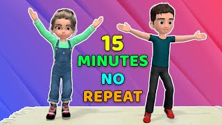 15MIN FULL BODY KIDS WORKOUT NO REPEAT [upl. by Silda]