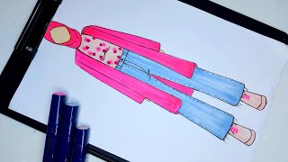 رسم ازياء كاجوال محجبات سهلة للمبتدئين 🎀  شاهد 👀 و تعلم 🔮 رسم ازياء محجبات  رسم ازياء للمبتدئين [upl. by Bianka635]