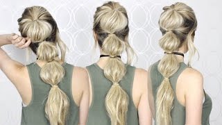 HOW TO Easy Bubble Ponytail  MEDIUM LONG HAIR [upl. by Peony]