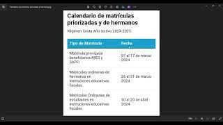 Calendario de matrículas priorizadas y hermanos 20242025 [upl. by Swanhilda]