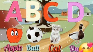 A For Apple 🍎 B For Ball ⚽️  ABCD  A To Z Alphabets Learning  Phonics Song  kids Rhymes ABC Song [upl. by Novick]