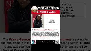 12 YEAR OLD GIANNI CLARK IS MISSING FROM HYATTSVILLE MARYLAND HELP BRING HIM HOME SAFE [upl. by Halilak]