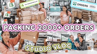 Studio Vlog 95  PACKAGING ORDERS 📦 BLACK FRIDAY 2000 XXL Scrunchie Orders 🖤✨ Small Business [upl. by Wallache]