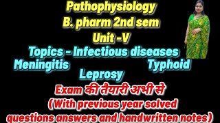 PathophysiologyUnitVinfectiousdiseaseMeningitisLeprosyTyphoidpathogenesis [upl. by Meldoh]