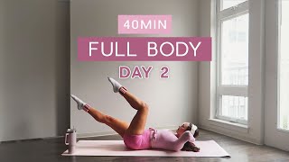 Day 2  1 Month Pilates Plan  40MIN ‘hourglass’ full body pilates  no equipment or repeats [upl. by Liag]