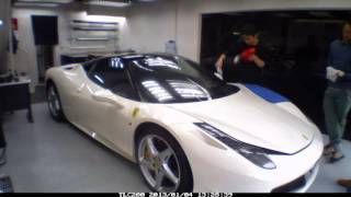 Ferrari 458 tinting ClearPlex Windshield Protection Film by TampT Film Pro [upl. by Anaerb]