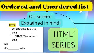 Ordered and Unordered list in HTML  making list in html document  HTML series [upl. by Chemesh382]