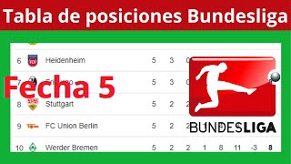 ✅Tabla de Posiciones y Resultados Hoy  Liga Alemana  Bundesliga ✅Fecha 5  2024 [upl. by Merry]