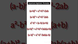 Important Algebraic Formulasmaths formula educational shortsfeed [upl. by Musetta]