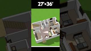 27×363dhouse plan modern house design shortvideo [upl. by Tabina]