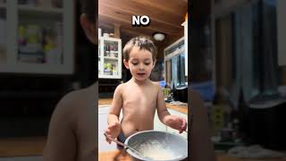 Toddler makes his own pancakes pancakes toddler [upl. by Luapnoj]