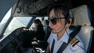 Airbus A319 Cockpit View of Two Female Pilots Landing at Worlds Most Dangerous Airport Paro Bhutan [upl. by Pik571]