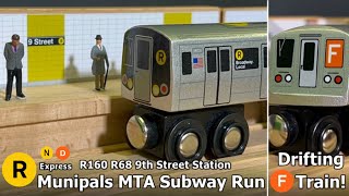 Munipals MTA R160 R68 9th Street Station Subway Run  R40 F Train Drifting  By Trainman6000 [upl. by Incrocci]