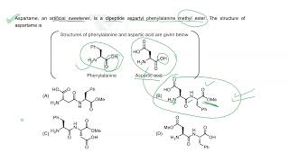 Aspartame an artificial sweetener is dipeptide aspartyl phenylalanine methylester JeeADVANCED2024 [upl. by Letti]