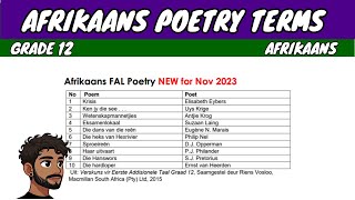 IMPORTANT Afrikaans Poetry Terminology Grade 12 Afrikaans [upl. by Eliseo]