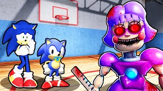 SONIC AND BABY SONIC VS ESCAPE MISSANITRONS DETENTION IN ROBLOX [upl. by Phillada]