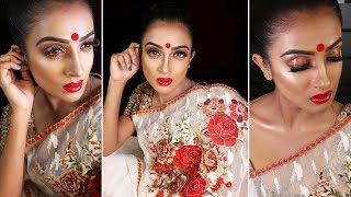 Durga Puja Look  Doyel Mash  Kona By Farnaz Alam  Makeup Tutorial [upl. by Sivart]