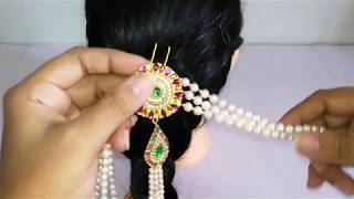 Bridal hair accessories making with pearl beads [upl. by Reyam]