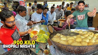 25 Rs BHOPALI NASHTA Indian Street Food 😍 900 KG Poha Jalebi Sev Makhan Samosa Hyper Kachori [upl. by Merrow]