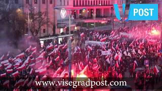 Marsz Niepodległości 2017 Over 100 000 polish patriots in the streets of Warsaw [upl. by Viviene266]